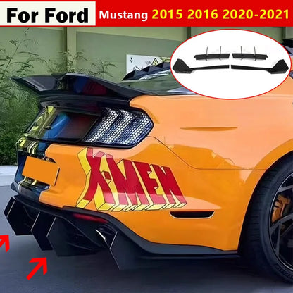 For 2015-2018 2019 2020 2021 Ford Mustang 4 Fins Rear Bumper Diffuser Splitters  Spoilers Lip Auto Accessories Refit Decoration