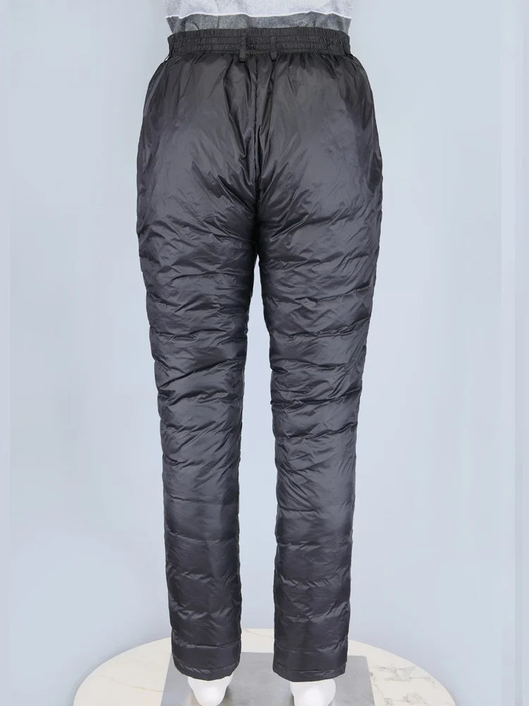 Men's down Pants Lightweight Loose Warm Duck down Inner Cotton Pants for Winter Business Casual Straight Leg Long Pants