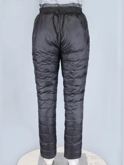 Men's down Pants Lightweight Loose Warm Duck down Inner Cotton Pants for Winter Business Casual Straight Leg Long Pants