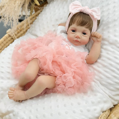 AONPENG 48CM Lifelike Reborn Baby Doll Toy 19inch Vinyl Limbs Cloth Body Lovely Handmade Birthday Gift for Girls