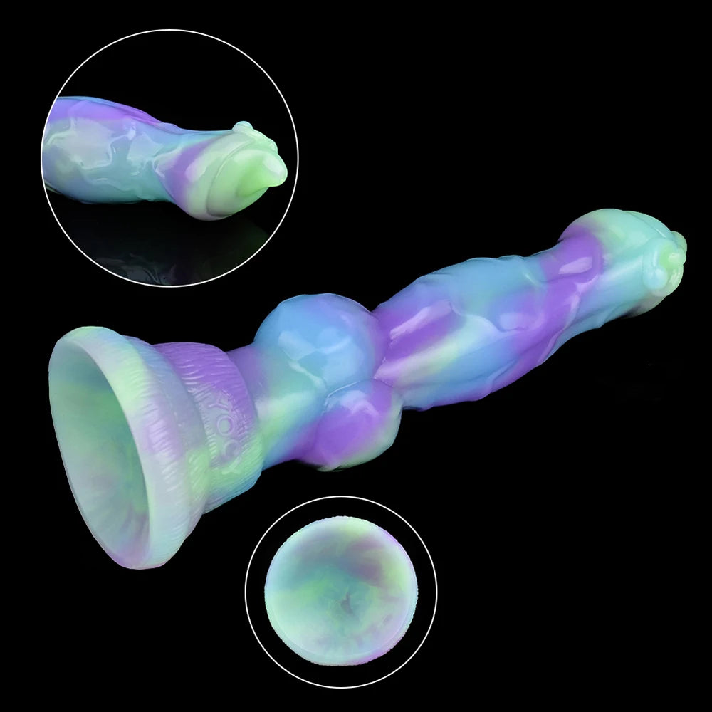 YOCY Long Horse Dildo Silicone Female Masturbator Knot Animal Anal Plug Butt Prostate Massager Stimulator Sex Toys For Couple