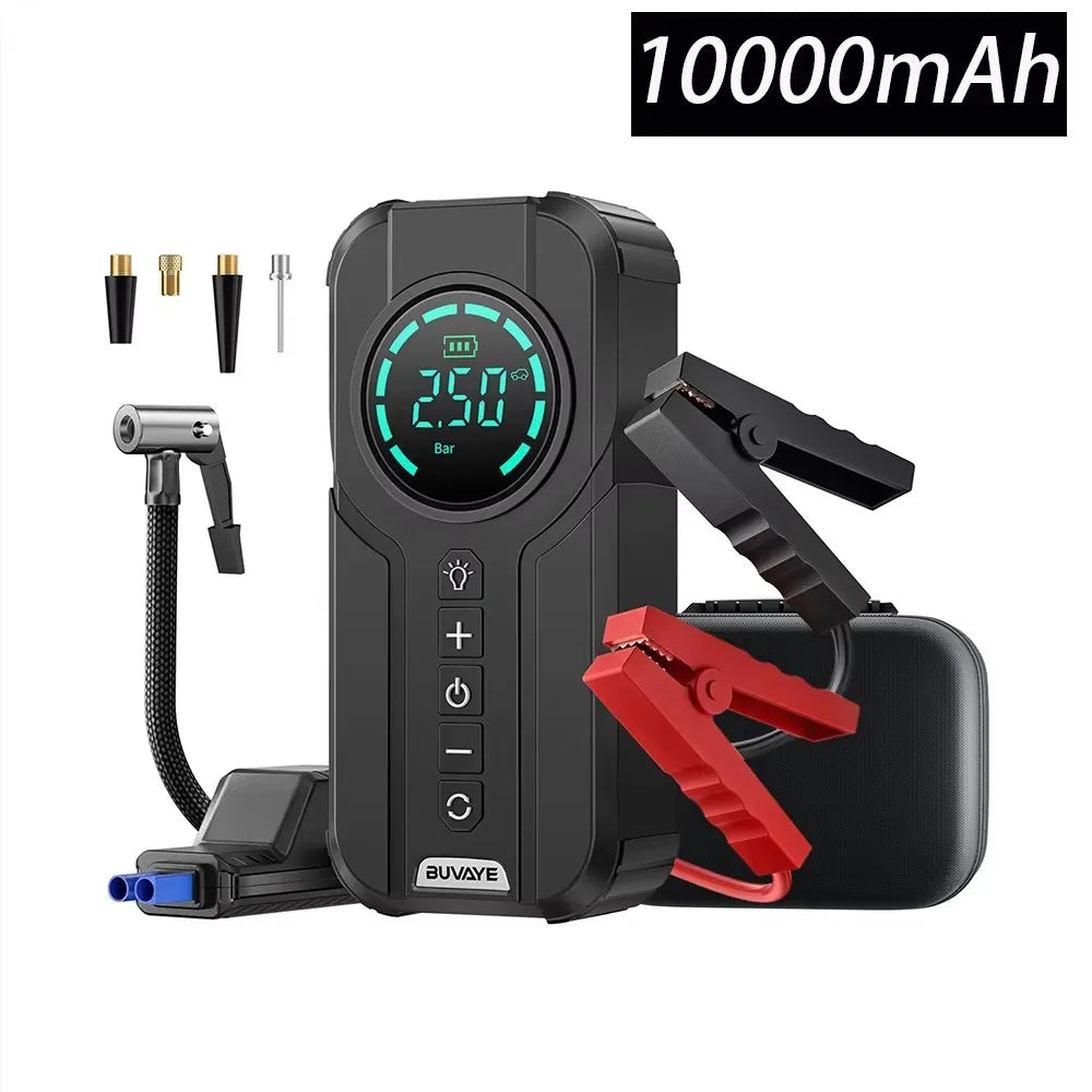 All In One Portable Charger Power Bank  Professional Car Battery Starter - Emergency Car Jump Starter With 150PSI Inflation Pump