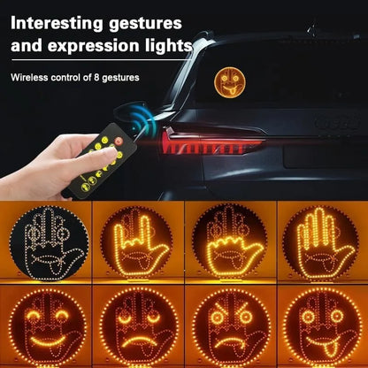 Finger Gesture Light, Funny Led Hand Sign with Remote,with Multiple Light and Pattern Modes, Easy to Use, Ideal for Car, Truck Gifts (One Color Round 8 Modes（1Pcs）)
