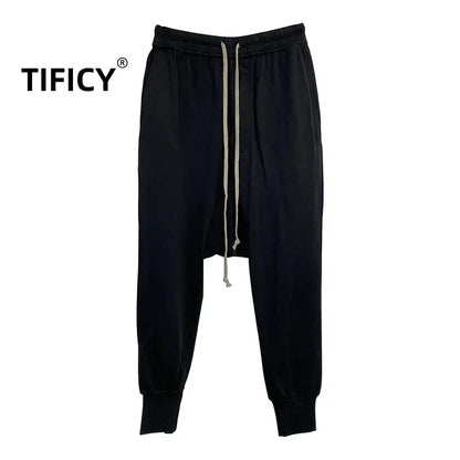 High Street Cotton Pant Cansual Men's Versatile Dark RICK RO Casual Harem Loose Pants Hanging Crotch Sweatwear Long Pants