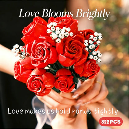 New 822PC Romantic Rose Flower Bouquet Building Blocks Valentine's Day Gift for Women/Men for Home Decor Gifts for Anniversary