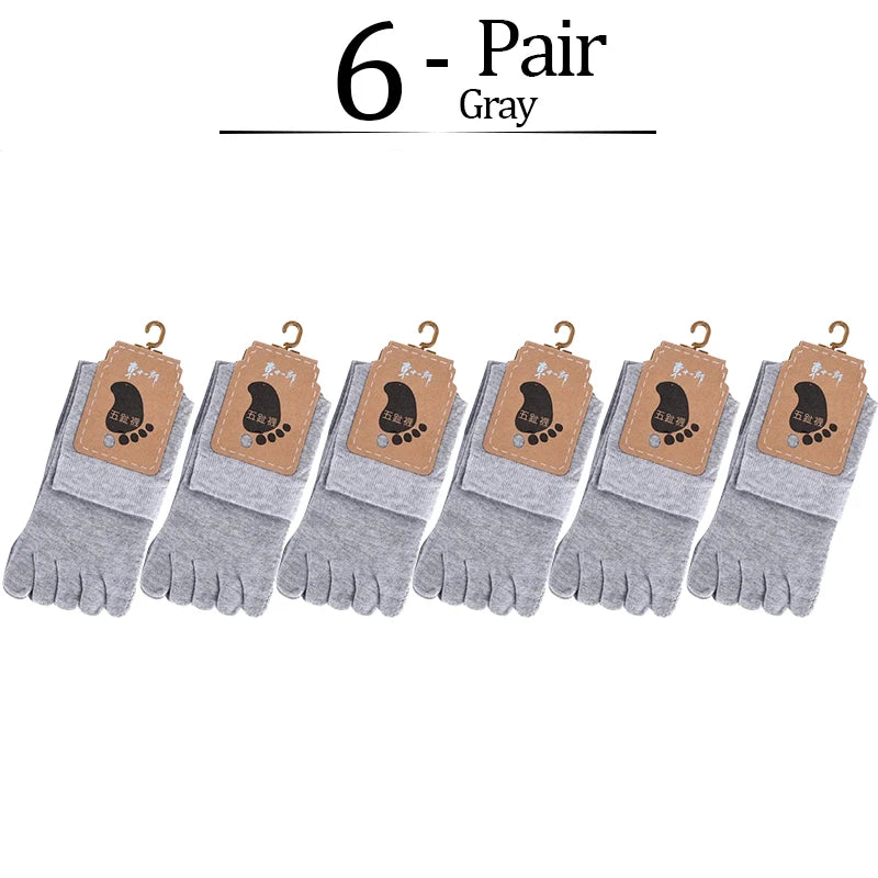 6 Pairs Unisex Toe Socks Men/Women Five Fingers Socks Breathable Soft Cotton Sports Socks Black White Grey Split Toe Socks