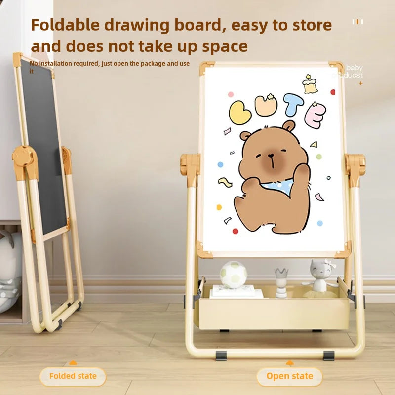 Children's drawing board, baby magnetic double-sided teaching, home small blackboard stand, colored graffiti, erasable writing w