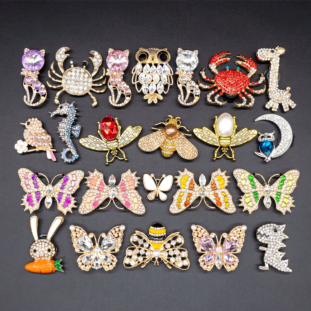 1pcs Designer Butterfly Metal Shoe Charms Bees Dinosaurs Foxes Luxury Decorations for Shoe Accessorie Crab Pins for Women Girls