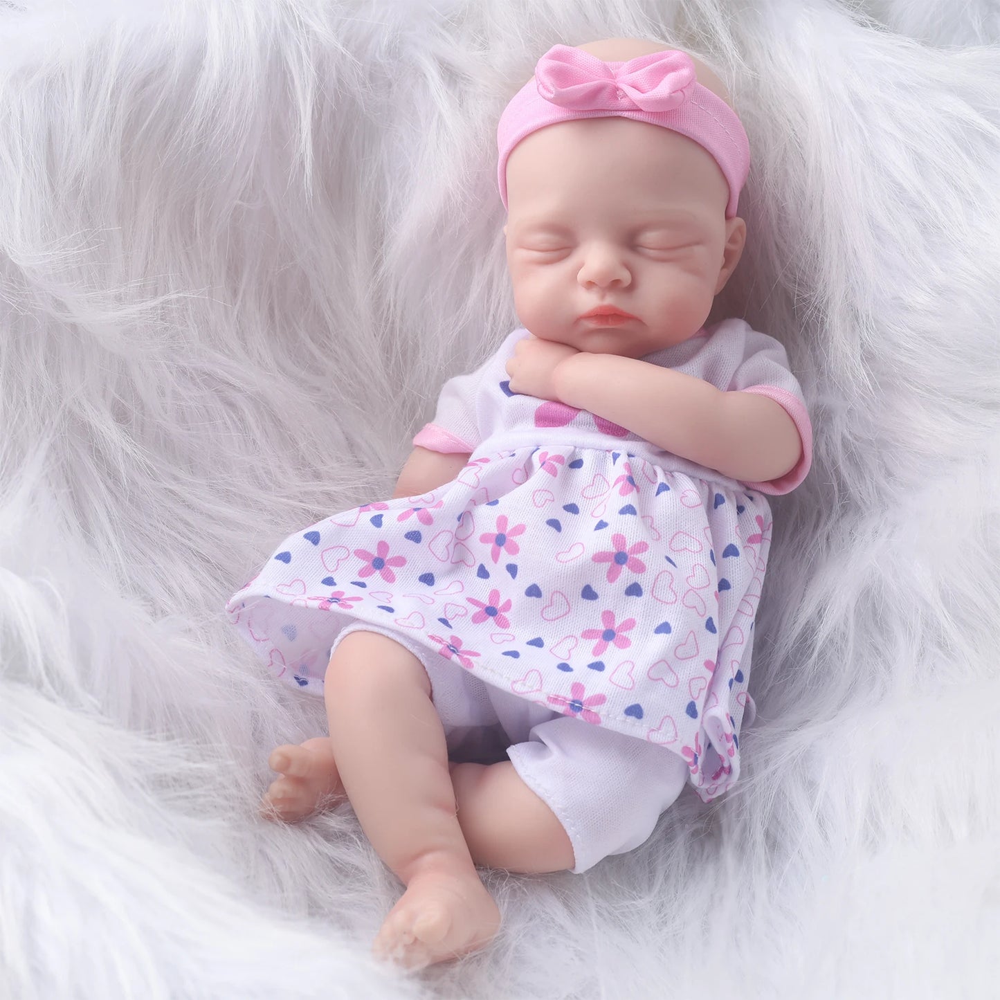 12.5 Inch Bettie Solid Silicone Reborn Baby Doll With Open Mouth Handmade Realistic Newborn Girl Lifelike Skin Tone Collectible