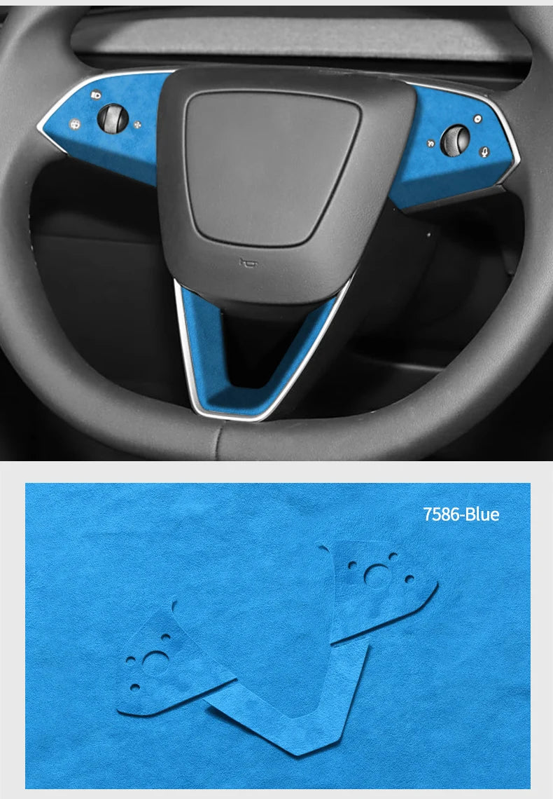 Made of Alcantara For Tesla Model 3 (2024-)/Model Y (2025-) Steering Wheel Trim Frame Sticker Car Interior Tuning Accessories