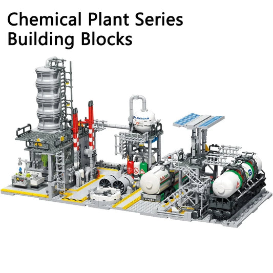 City Street View Building Blocks Natural Gas Storage Center Laboratory Transport Station 3 In 1 Assembly Model Bricks Adult Gift