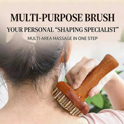Portable 24 SOLID BRASS TEETH Meridian BRUSH GuaSha Massage Tool Precision Acupressure Massager Lymphatic Drainage stress Relief