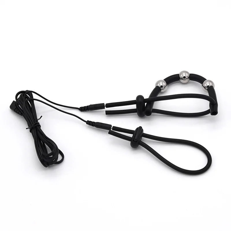 Electric Shock Bdsm Cock Sheath Ball Stretcher Host Cable E-stim Penis Ring Electro Sex Toy for Men Glans Testicle Loops Massage