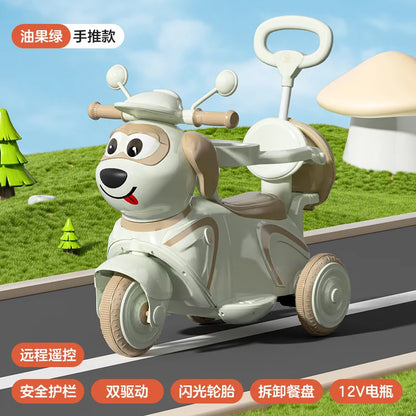 Kids Electric Ride on Motorcycle 3-Wheel Battery Powered Toy Car for 3-6 Years Old Boys Girls Remote Control Push Car Children O