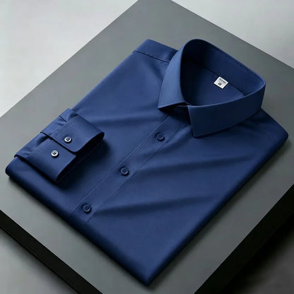 Black shirt men's long sleeved non ironing and wrinkle resistant solid color business casual men's spring shirt size