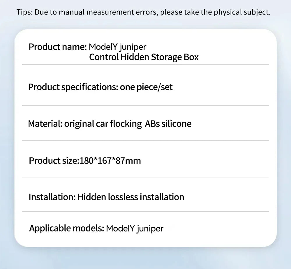 For Tesla Model 3/Y/YL Highland Juniper 2026 Center Armrest Hidden Storage Box Cup Holder Console Organizer Box Accessories