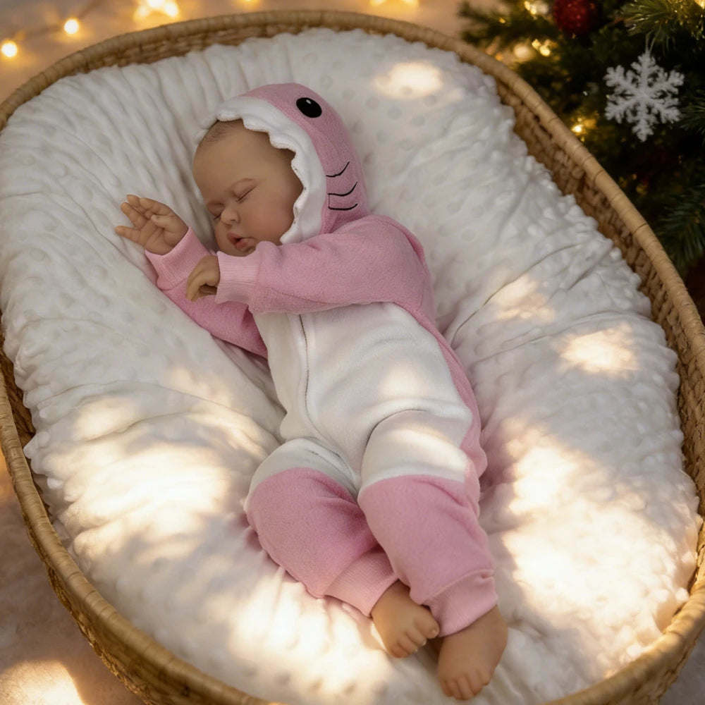 BZDOLL 20 Inch 3D Skin & Veins 50 CM Fat Reborn Asleep Baby Doll Cloth Body Vinyl Limbs Lifelike Birthday Gift