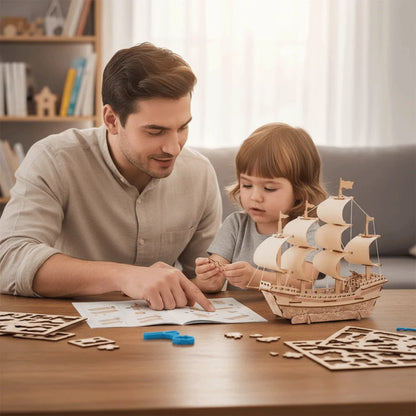 Wooden Material Dutch Ship 3D Puzzle 3D Construction Children Gits Wooden Model Kit Classic Ship DIY Assembled Model