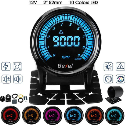 52mm Boost Water temp Oil temp Volt Vacuum Tachometer EGT Air fuel ratio Oil pressure Gauge 10 Color Car Meter