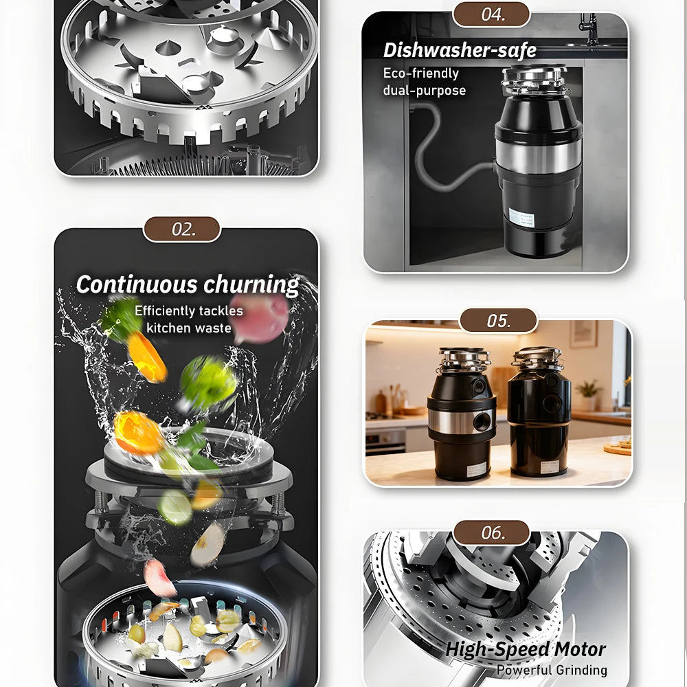 Electric Kitchen Food Waste Disposer Heavy-duty Under Sink Grind Garbage Disposal Unit Food Waste Grinder Machine 220V 550W