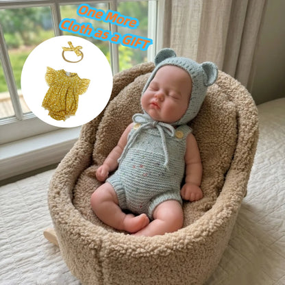 2 Sets Clothes With Close Eyes 33cm Bebe Reborn Silicone Girl Doll With Open Mouth Soft Touch Body 3D Painted Skin Lifelike Doll