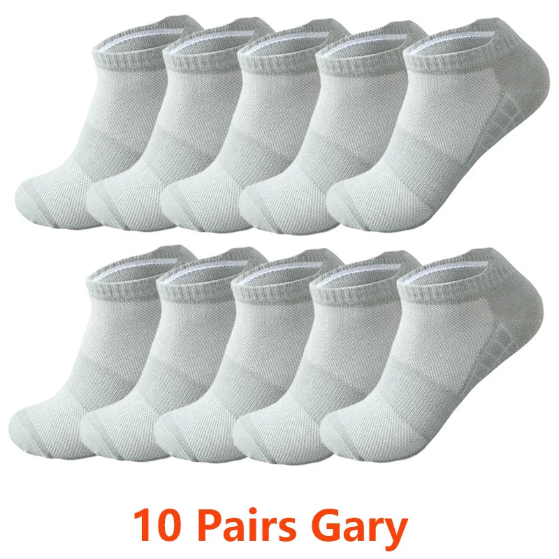 10/20 Pairs Ankle Socks Men Women Breathable Mesh Cotton Socks Running Sports Solid Color Boat Socks Couple Student Ear thletic