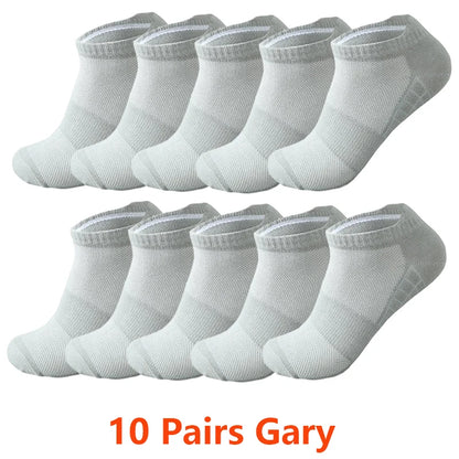 10/20 Pairs Ankle Socks Men Women Breathable Mesh Cotton Socks Running Sports Solid Color Boat Socks Couple Student Ear thletic