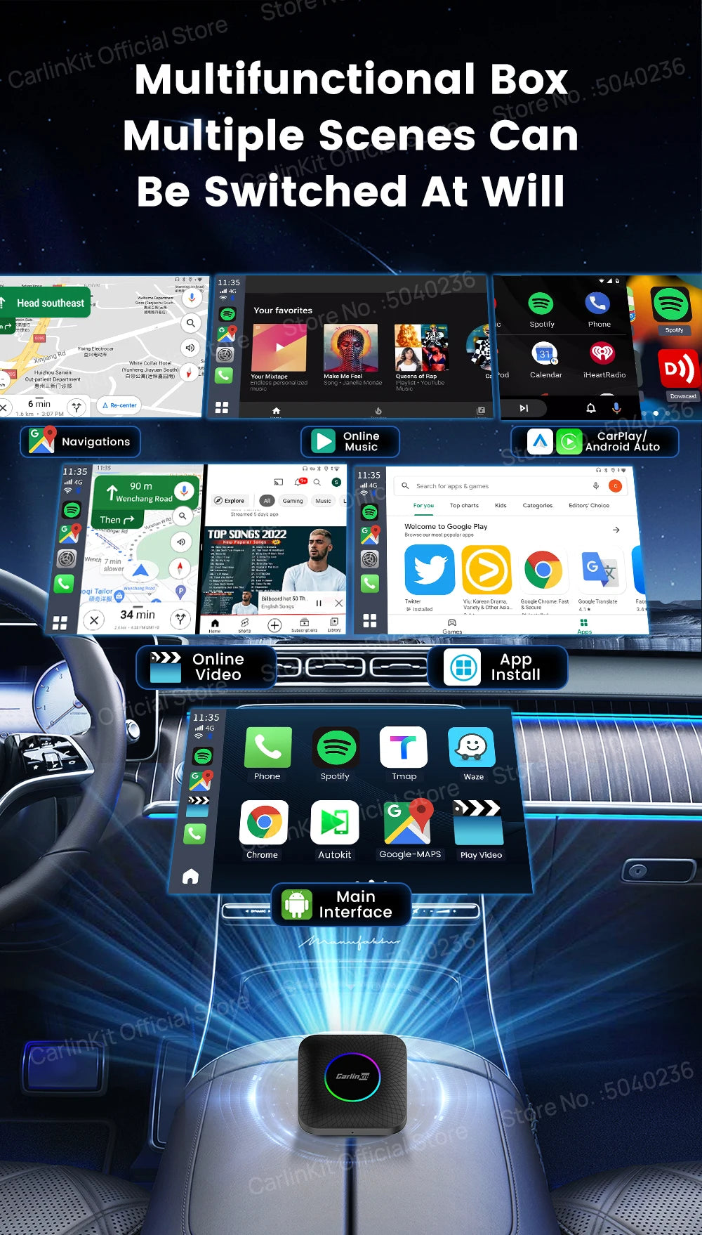 2026 CarlinKit CarPlay AI Box Android 13.0 QCM6225 8-Core Android Auto Wireless CarPlay Adapter 2.4+5GGPS 64G 128G FOTA Upgrade