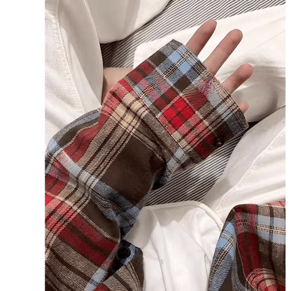 Retro Loose Lazy Plaid Shirt Women Early Autumn New Korean Version Casual Simple Long Sleeve Outer Commute Small Shirt