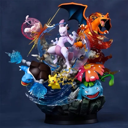40cm New Pokemon Reverse Dream Pet Pikachu Evolution Group Gk Action Figure Model Toy Anime Decoration Small Sprite Frog Gifts