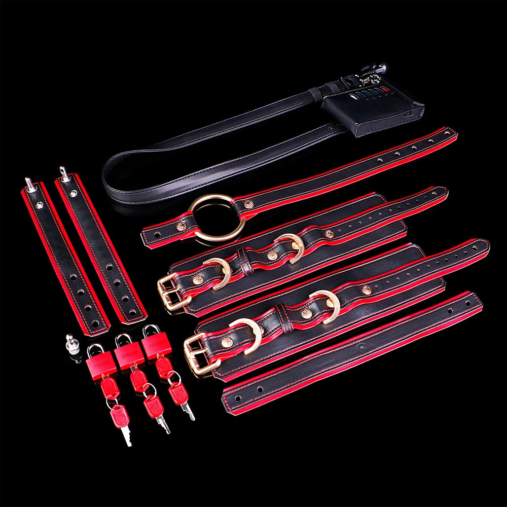 FRKO Electric Pulse Genital Testicle Restraint Straps PU Leather Handcuffs Body Restraint Slave Gay Bdsm Sex Toys For Men 18+