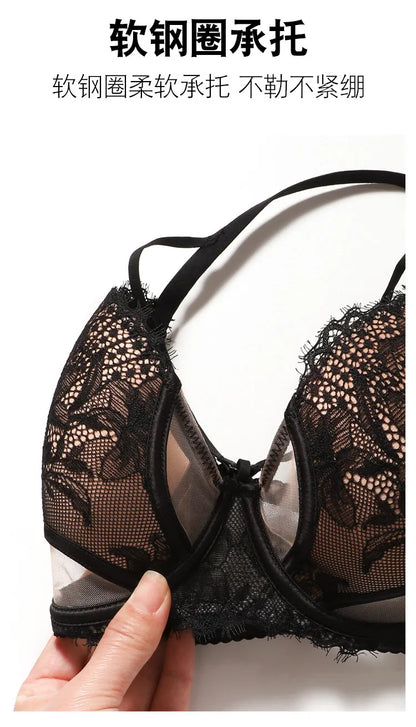 Hot Sale French Lace Bra Soft Underwire High Support Push Up Anti Sagging Sexy Nude Back Stylish Bra Size S-XL 32-38 Hot Search