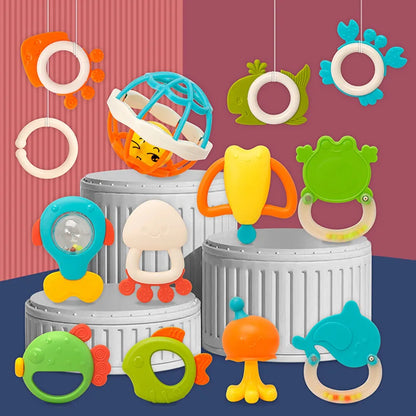Baby Rattles Toys Set Infant Grab Shake Rattle Sensory Teether Babies Development Learning Music Toy Newborn First Birthday Gift