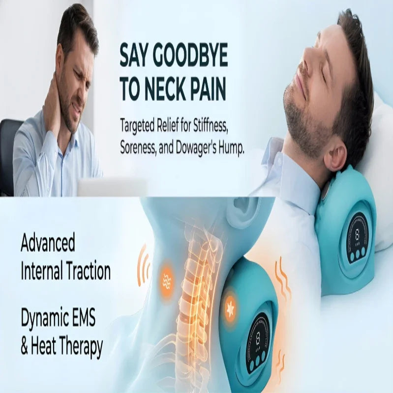 Electric Neck Cervical Traction Massager Vibration Kneading Massage Pillow Ergonomic Head Pillow Home Relax Tool