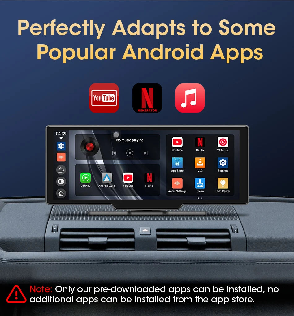 Srnubi 10.26" Car Play Screen Android WIFI Car Multimedia Player Wireless Carplay Android Auto Car Screen for YouTube Netflix