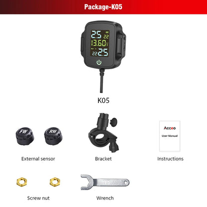 Motorbike TPMS With QC 3.0 Fast Charging USB Output Motorcycle Tire Pressure Alarm Monitor System Tyre Temperature Alarm System