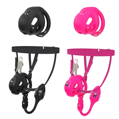 New Silicone Electroshock Chastity Cage with 6 Sized Rings for Men Urethral Lock Vibrating Butt Plug Penis CB Lock Adult Sex Toy