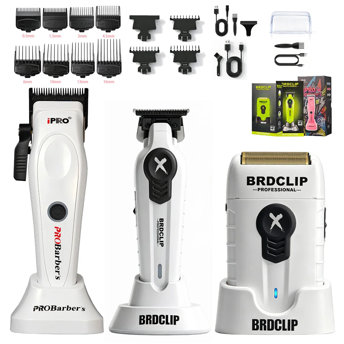 Professional Cordless Barber White Kit For Men Hair Clipper 7500RPM  Electric Hair Trimmer 7700RPM X Series Shaver 8000RPM With