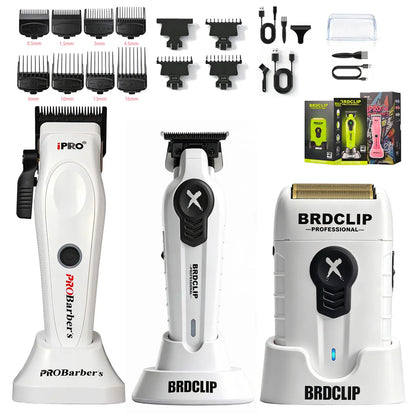 Professional Cordless Barber White Kit For Men Hair Clipper 7500RPM  Electric Hair Trimmer 7700RPM X Series Shaver 8000RPM With