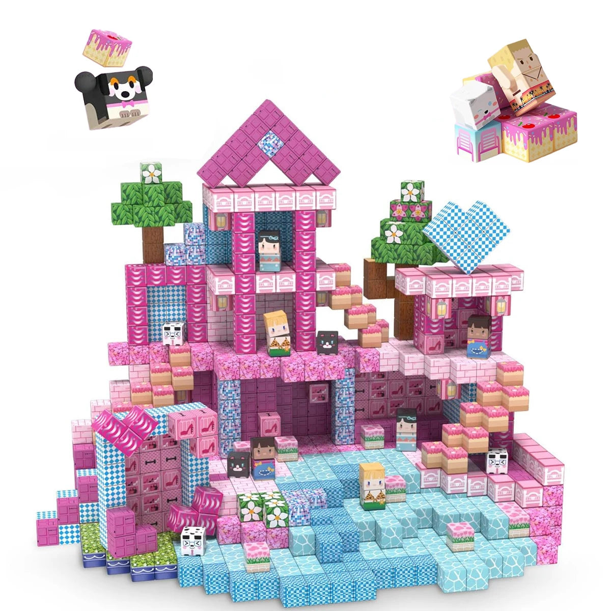 Magnetic Building Block Bricks Toy Mine Stacking World DIY Model Build Set Educational STEM Kids Boy Pink Girly Holiday Gifts