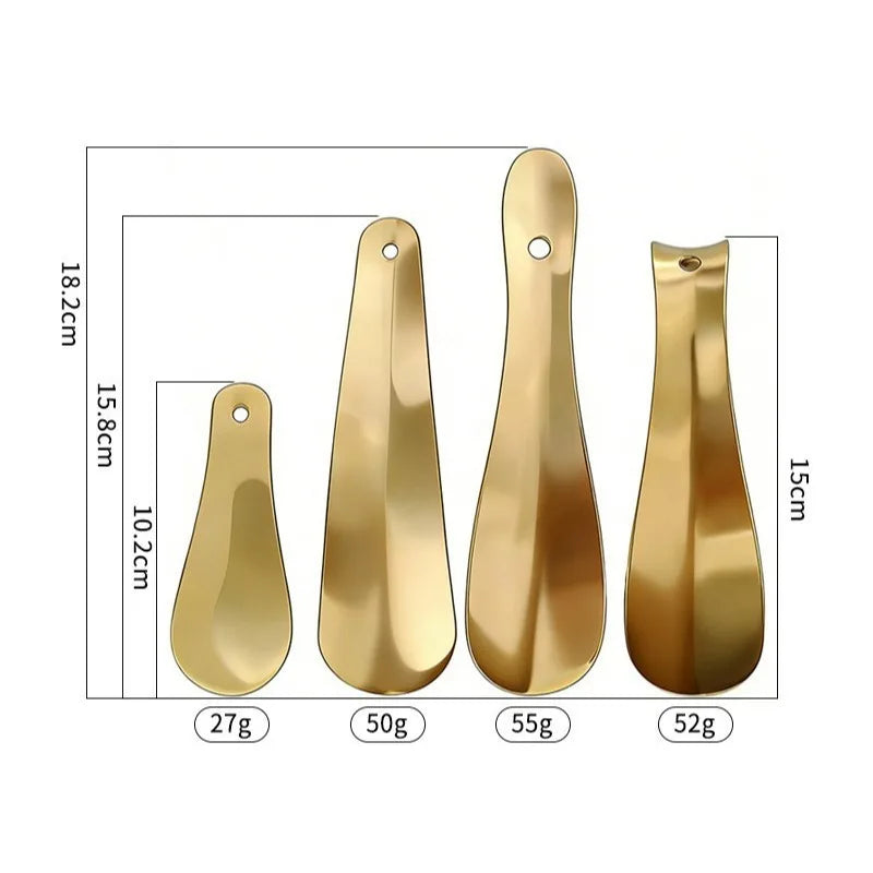 Pure Copper Straight-handle Hanging Comfortable Shoehorn Portable for Home Use Metal Smooth Durable and Sturdy Shoehorn