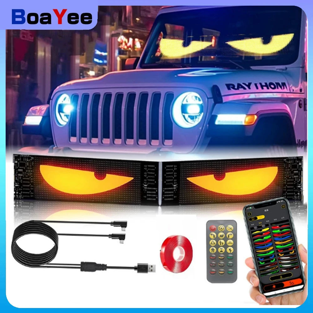 Devil Eyes Light Truck LED Windshield Eyes Custom Flexible Neon Matric Panel Car LED Display Flashing Evil Eyes For Cars