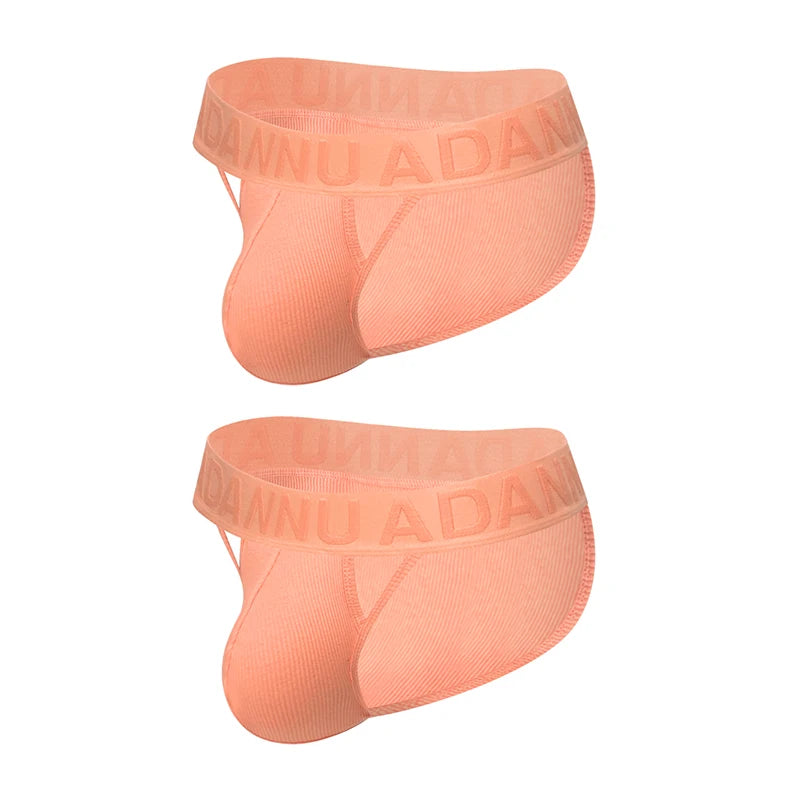 Men's 100% Cotton Ribbed Briefs U Convex Pouch Embossed Elastic Waistband Soft Skin-Friendly Breathable Underwear
