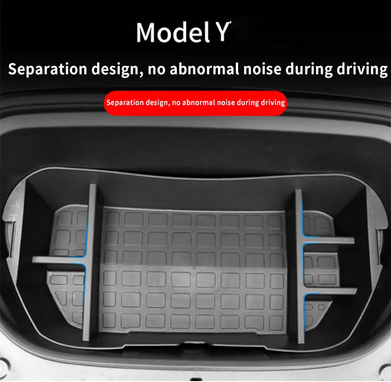For Tesla Model Y Juniper 2021-2025 Launch Front&Rear Trunk Storage Box Double-Deck Luggage Frunk Organizer Box Dustproof Cargo