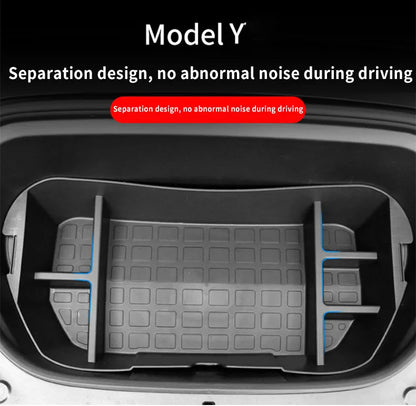 For Tesla Model Y Juniper 2021-2025 Launch Front&Rear Trunk Storage Box Double-Deck Luggage Frunk Organizer Box Dustproof Cargo