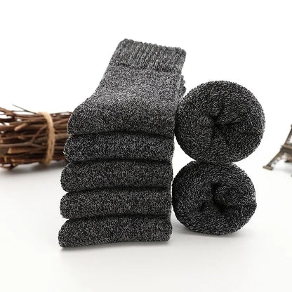 5pairs Winter Merino Wool Socks for Men Super Thick Warm High Quality Harajuku Retro Snow Casual Antifreeze Cashmere Socks Men