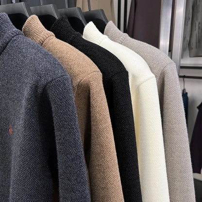 Winter Add Layers to Men's Knitted Sweater Half-Height Zipper High Quality Embroidery Daily Commute British Style Mens Clothing