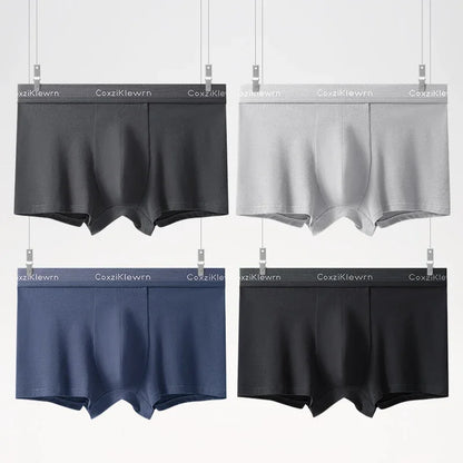 4PCS【LORIEN CREST】New Men's Underwear Pure Cotton Soft Breathable Fashion Solid Color U Convex Comfortable boxer for male