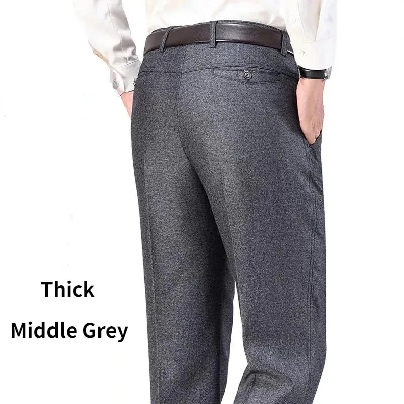 New Design Autumn Men Casual Pants Thick Loose Male Pant High Waist Straight Trousers Business Fashion Pants Man Plus Size 28-40