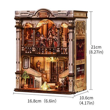 DIY Wooden Book Nook Figurines Miniatures Dollhouse Magic Garden Workshop Bookend for Friends Birthday Gifts Home Decor Crafts